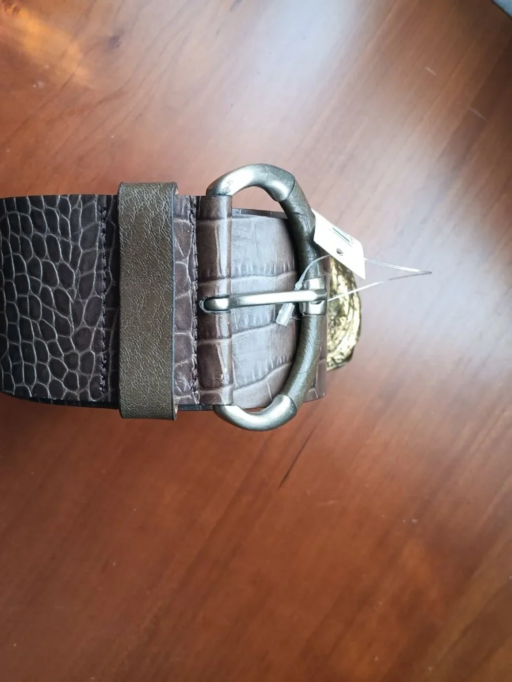 NWT Banana Republic Taupe Brown Croc Embossed Leather Made in Italy Belt Size M